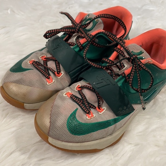 Nike KD VII “Easy Money” Kevin Durant Sneaker Green Coral Kids 4.5Y Women’s - Picture 7 of 8